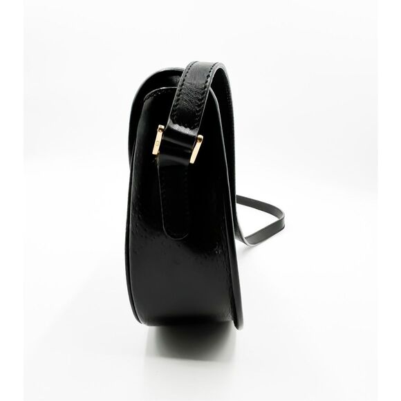 Gucci GG Black Leather Crossbody Shoulder Bag Purse Monogram - Picture 5 of 14